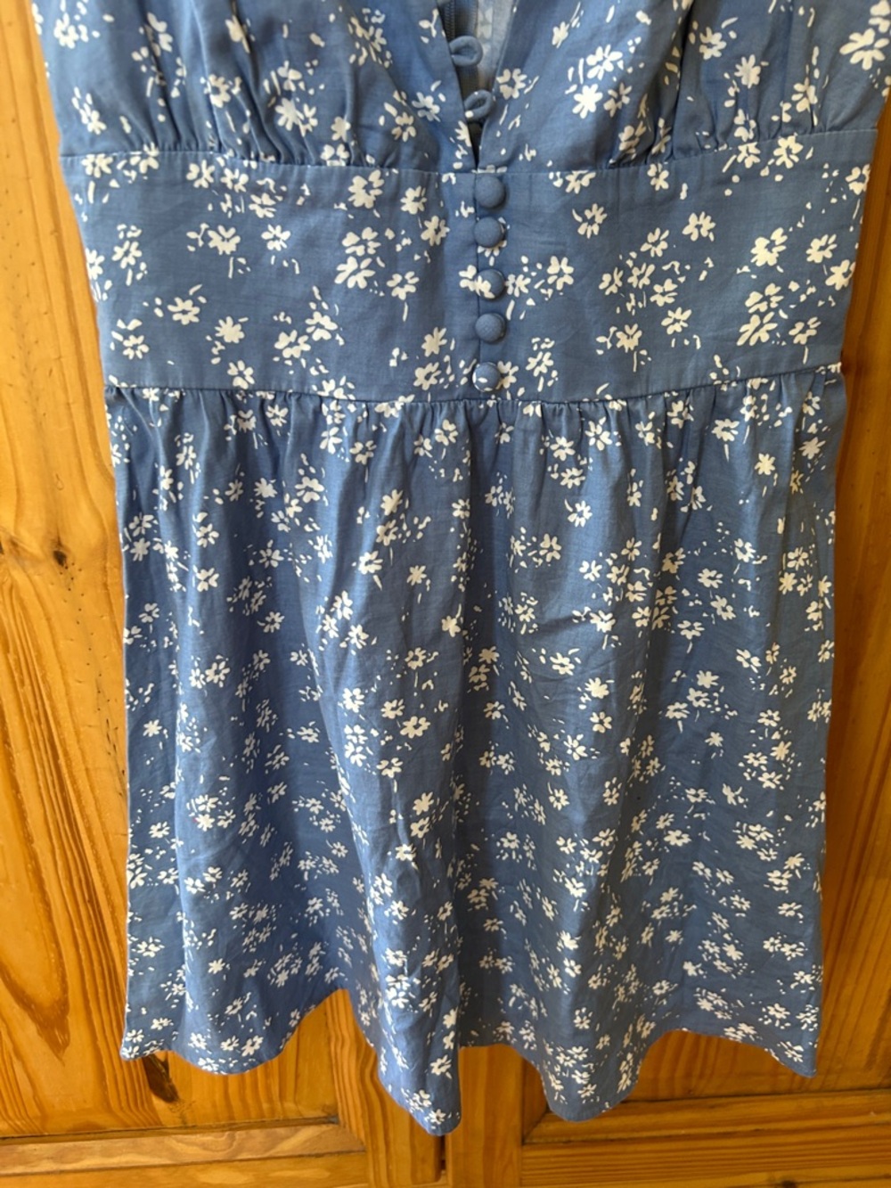 Reformation Isador Dress Blue Micro-Floral Deep V-Neck Button Detail Size 6 - Picture 6 of 11